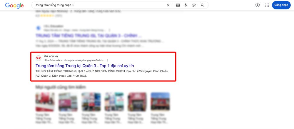 Kết quả tìm kiếm Google